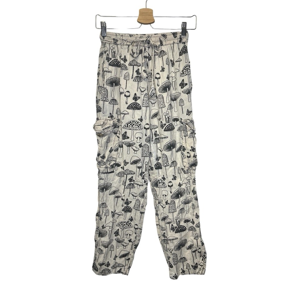 NEW - KathmanduWomens Mushroom Butterfly 100% Cotton Drawstring Pants Small